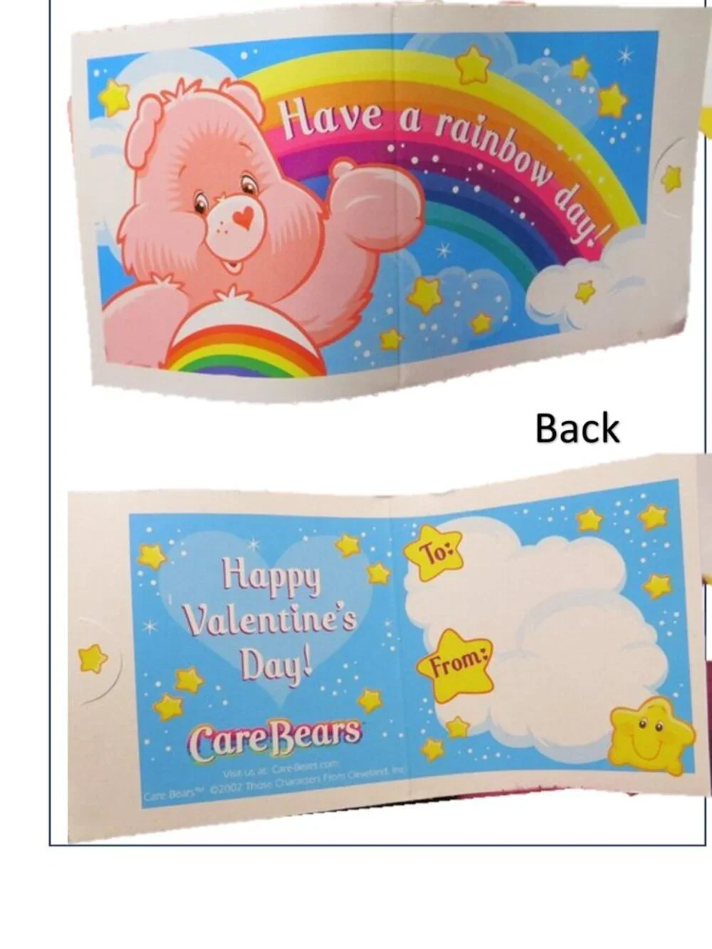 VTG 2002 Care Bears Valentines Cards & Rainbow Stars Bulletin Board Craft Lot